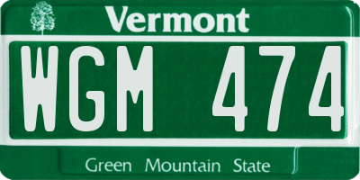 VT license plate WGM474