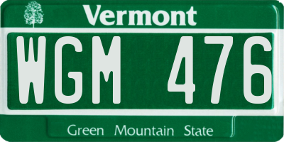 VT license plate WGM476