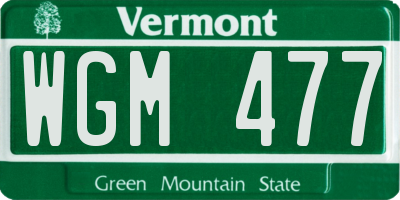 VT license plate WGM477