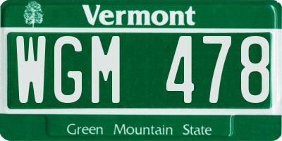 VT license plate WGM478