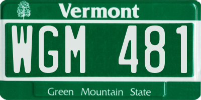 VT license plate WGM481