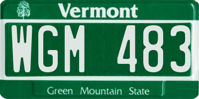 VT license plate WGM483
