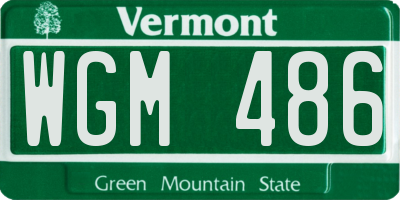 VT license plate WGM486