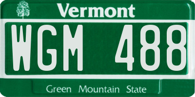 VT license plate WGM488