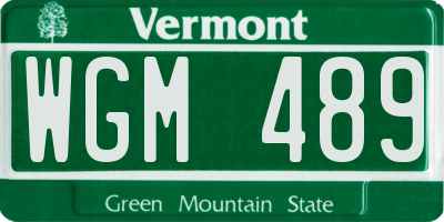 VT license plate WGM489