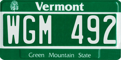VT license plate WGM492
