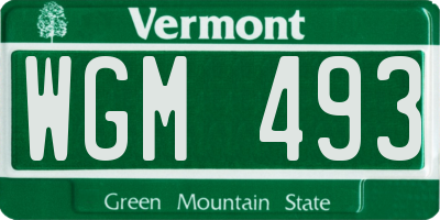 VT license plate WGM493