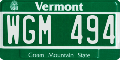 VT license plate WGM494