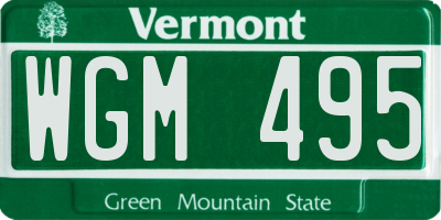 VT license plate WGM495