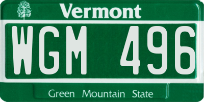 VT license plate WGM496