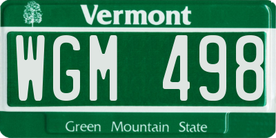 VT license plate WGM498