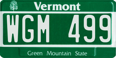 VT license plate WGM499