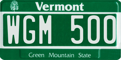 VT license plate WGM500