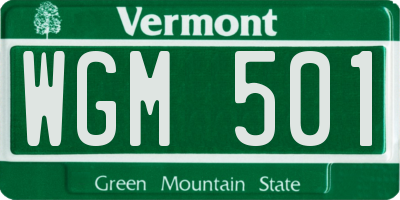 VT license plate WGM501