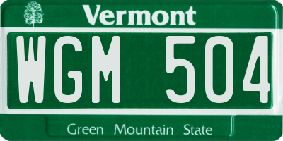 VT license plate WGM504