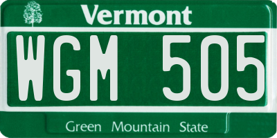 VT license plate WGM505