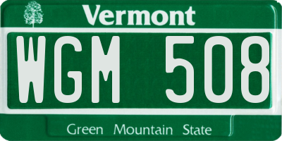 VT license plate WGM508
