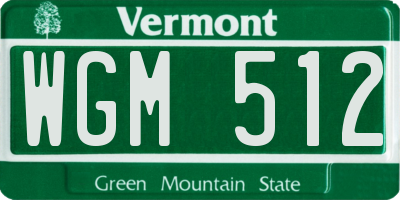 VT license plate WGM512