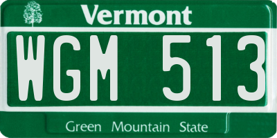 VT license plate WGM513