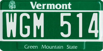 VT license plate WGM514