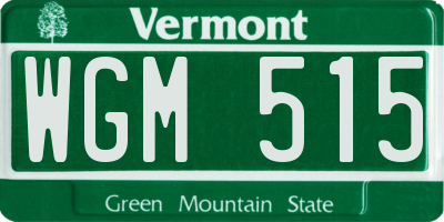 VT license plate WGM515