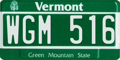 VT license plate WGM516