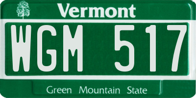 VT license plate WGM517