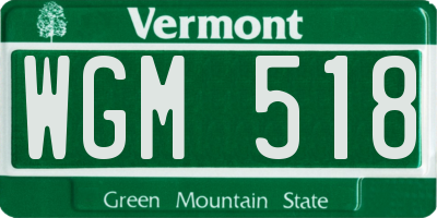 VT license plate WGM518