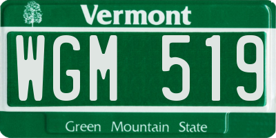 VT license plate WGM519