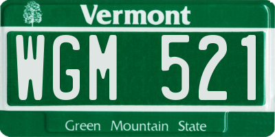 VT license plate WGM521