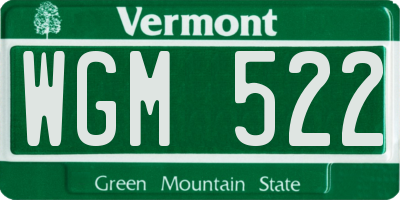 VT license plate WGM522