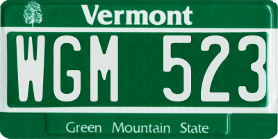 VT license plate WGM523