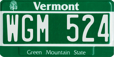 VT license plate WGM524