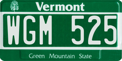 VT license plate WGM525