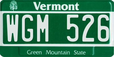 VT license plate WGM526