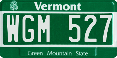 VT license plate WGM527