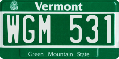 VT license plate WGM531