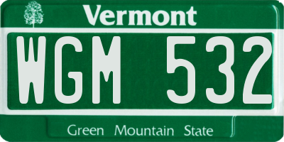 VT license plate WGM532