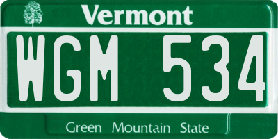 VT license plate WGM534