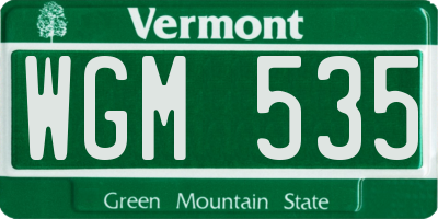 VT license plate WGM535