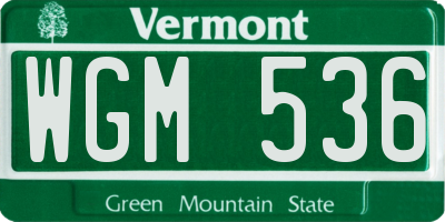 VT license plate WGM536