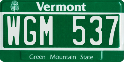 VT license plate WGM537