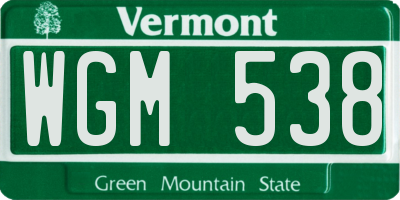 VT license plate WGM538
