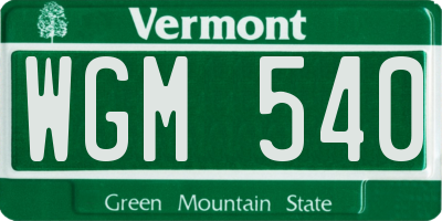 VT license plate WGM540
