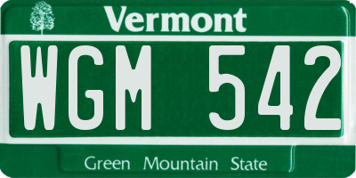 VT license plate WGM542