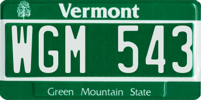 VT license plate WGM543