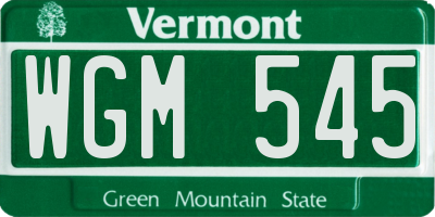 VT license plate WGM545