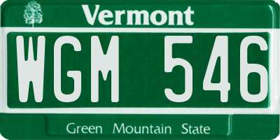 VT license plate WGM546