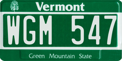 VT license plate WGM547