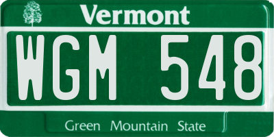 VT license plate WGM548